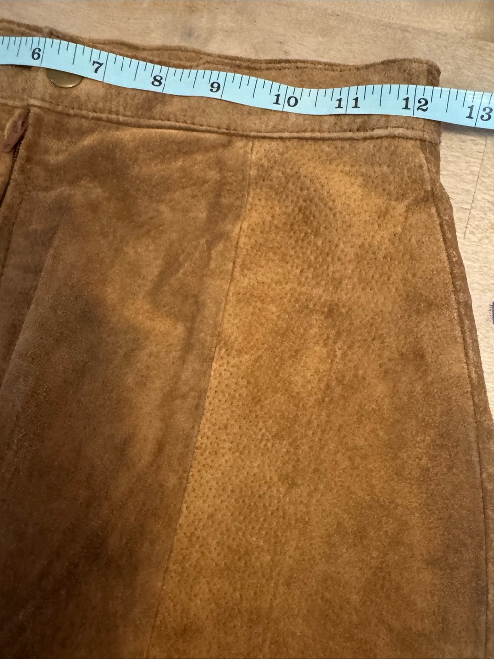 Vintage Don’t Stop camel Suede Pencil Skirt - Picture 6 of 8